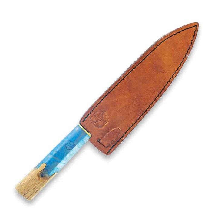 Couteau Condor Shefu Kitchen Gyuto Lame Acier 440C Manche Epoxy & Hickory Etui Cuir Salvador CTK500278R - Livraison Gratuite
