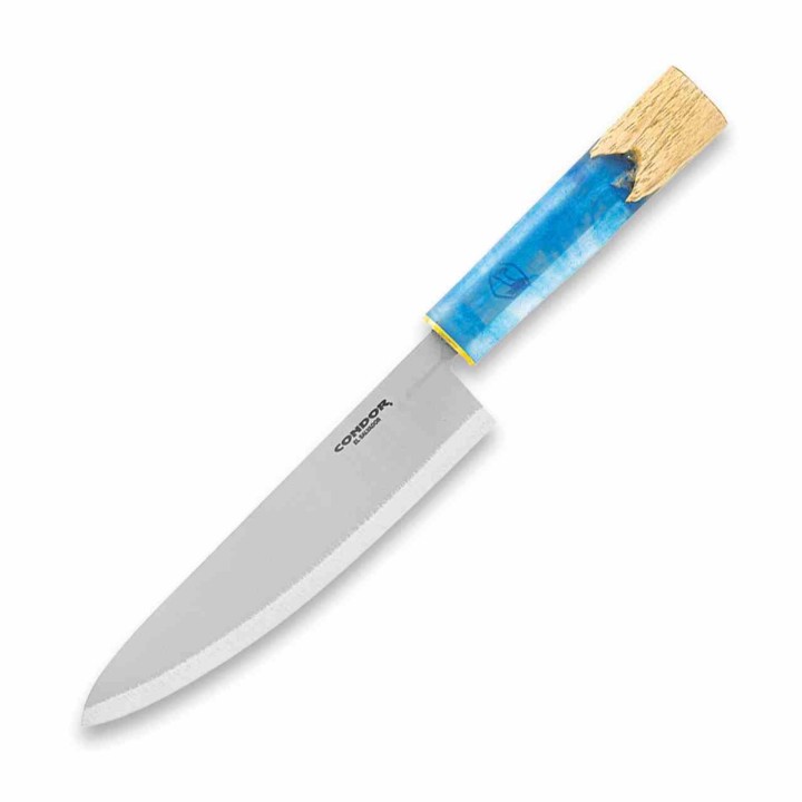 Couteau Condor Shefu Kitchen Gyuto Lame Acier 440C Manche Epoxy & Hickory Etui Cuir Salvador CTK500278R - Livraison Gratuite