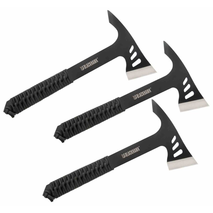 Set de 3 Haches BLACKHAWK Direct Hawk 3 Piece Throwing Tomahawk Lame Acier 420 Etui Nylon BHDHK01BK - Livraison Gratuite
