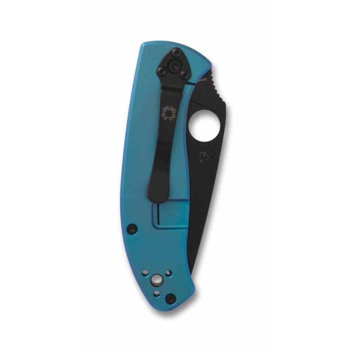 Couteau Spyderco Tenacious Blue Titane Lame Acier 8Cr13MoV Framelock Clip SC122TIBLBKP - Livraison Gratuite