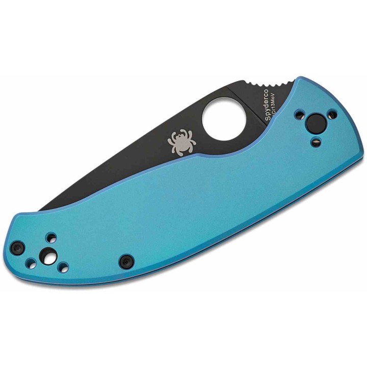 Couteau Spyderco Tenacious Blue Titane Lame Acier 8Cr13MoV Framelock Clip SC122TIBLBKP - Livraison Gratuite
