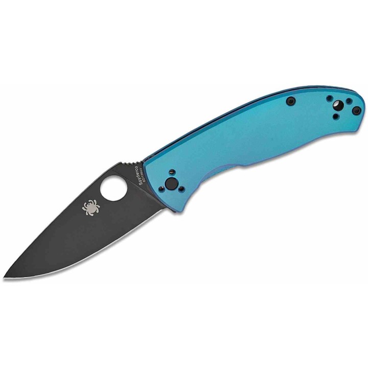 Couteau Spyderco Tenacious Blue Titane Lame Acier 8Cr13MoV Framelock Clip SC122TIBLBKP - Livraison Gratuite