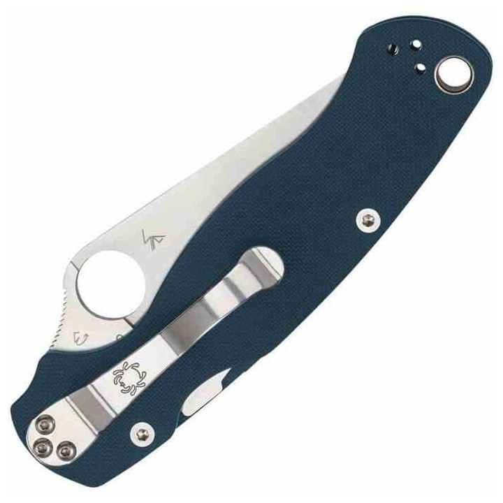 Couteau Spyderco Military 2 Cobalt Blue Manche G10 Lame Acier CPM-SPY27 Satin Compress Lock USA SC36GPCBL2 - Livraison Gratuite