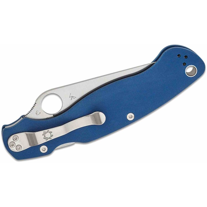 Couteau Spyderco Military 2 Cobalt Blue Manche G10 Lame Acier CPM-SPY27 Satin Compress Lock USA SC36GPCBL2 - Livraison Gratuite