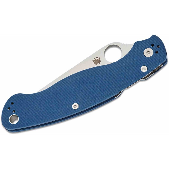 Couteau Spyderco Military 2 Cobalt Blue Manche G10 Lame Acier CPM-SPY27 Satin Compress Lock USA SC36GPCBL2 - Livraison Gratuite