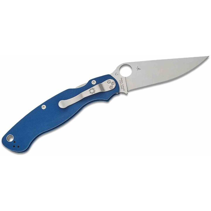 Couteau Spyderco Military 2 Cobalt Blue Manche G10 Lame Acier CPM-SPY27 Satin Compress Lock USA SC36GPCBL2 - Livraison Gratuite
