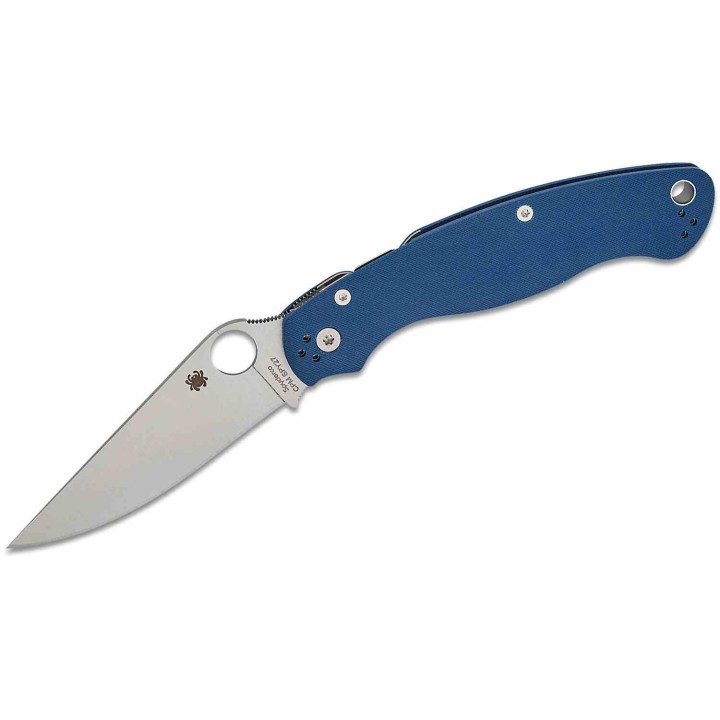 Couteau Spyderco Military 2 Cobalt Blue Manche G10 Lame Acier CPM-SPY27 Satin Compress Lock USA SC36GPCBL2 - Livraison Gratuite