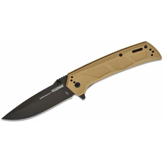 Couteau BLACKHAWK! Bunker Buster Tan Manche GFN Lame Acier D2 Black Drop Point Liner Lock Clip BHBB401TN - Livraison Gratuite