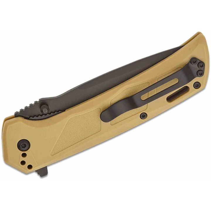 Couteau BLACKHAWK! Bunker Buster Tan Manche GFN Lame Acier D2 Black Drop Point Serr Clip BHBB411TN - Livraison Gratuite