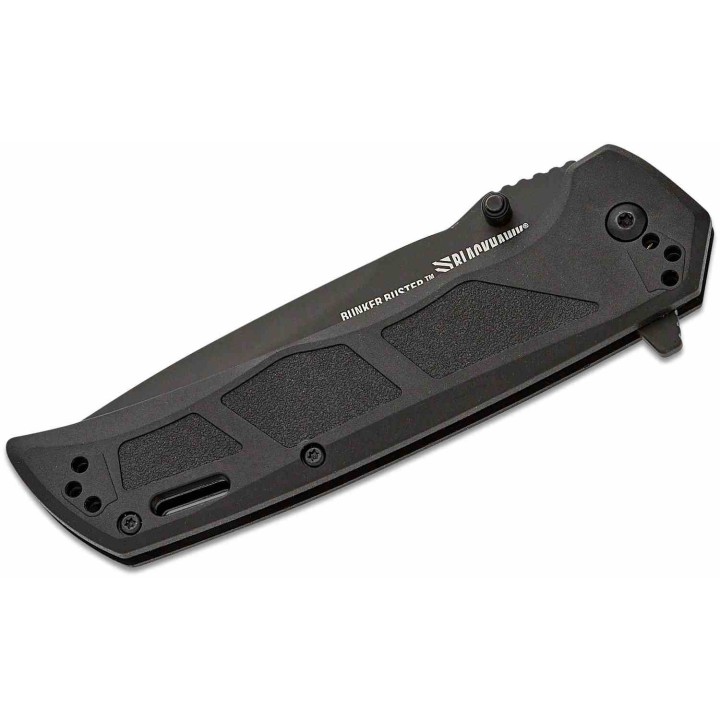 Couteau BLACKHAWK! Bunker Buster Black Manche GFN Lame Acier D2 Black Drop Point Serr Clip BHBB411BK - Livraison Gratuite