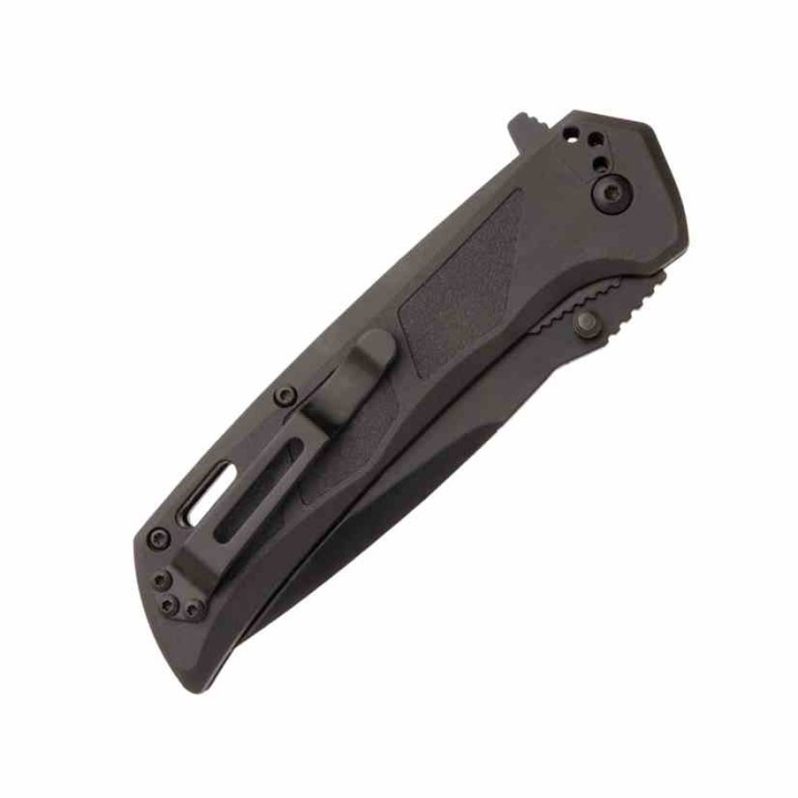 Couteau BLACKHAWK! Bunker Buster Black Manche GFN Lame Acier D2 Black Drop Point Serr Clip BHBB411BK - Livraison Gratuite