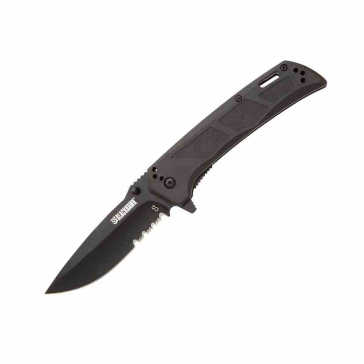 Couteau BLACKHAWK! Bunker Buster Black Manche GFN Lame Acier D2 Black Drop Point Serr Clip BHBB411BK - Livraison Gratuite
