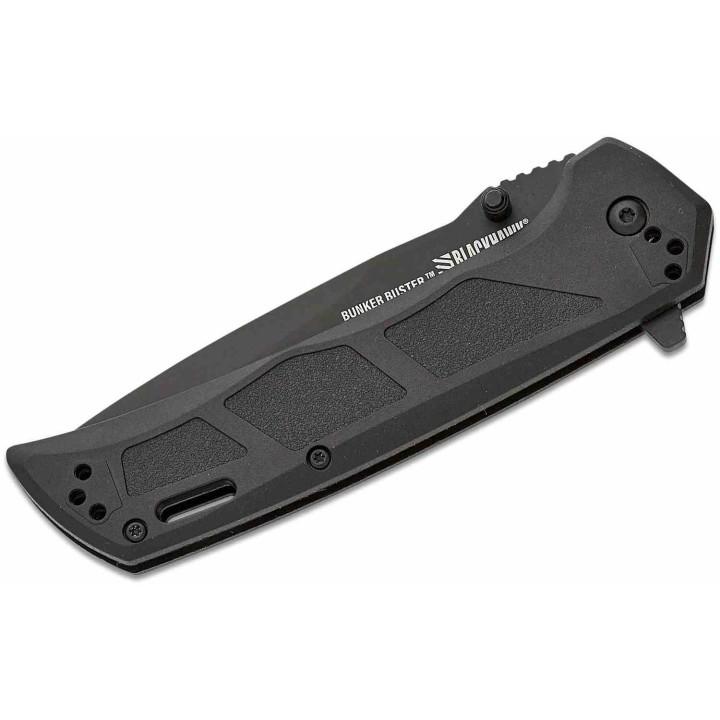 Couteau BLACKHAWK! Bunker Buster Black Manche GFN Lame Acier D2 Black Drop Point Liner Lock Clip BHBB401BK - Livraison Gratuite