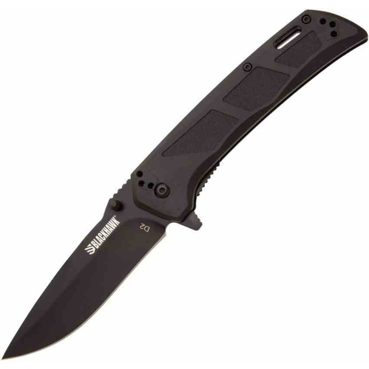 Couteau BLACKHAWK! Bunker Buster Black Manche GFN Lame Acier D2 Black Drop Point Liner Lock Clip BHBB401BK - Livraison Gratuite