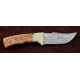 Couteau Damas Hunter Wood and Bone Handle 256 Couches Manche Bois/Os Etui Cuir DM1079 - Livraison Gratuite