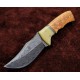 Couteau Damas Hunter Wood and Bone Handle 256 Couches Manche Bois/Os Etui Cuir DM1079 - Livraison Gratuite