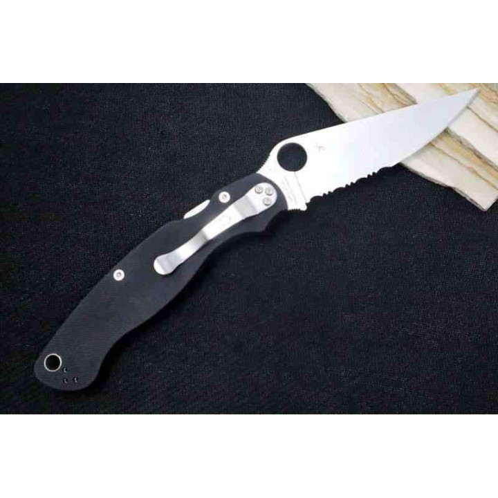 Couteau Spyderco Military 2 Compression Lock Lame Acier S30V Satin Manche G10 Clip Made USA SC36GPS2 - Livraison Gratuite