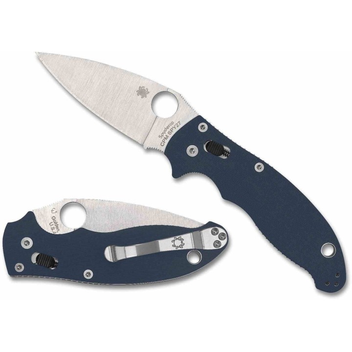 Couteau Spyderco Manix 2 Cobalt Blue G10 Lame Acier CPM-SPY27 Satin Ball Bearing Lock USA SC101GPCBL2 - Livraison Gratuite
