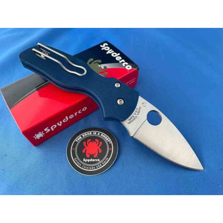 Couteau Spyderco Lil' Native Cobalt Blue Manche G10 Lame CPM-SPY27 Compression Lock Clip USA SC230GPCBL - Livraison Gratuite