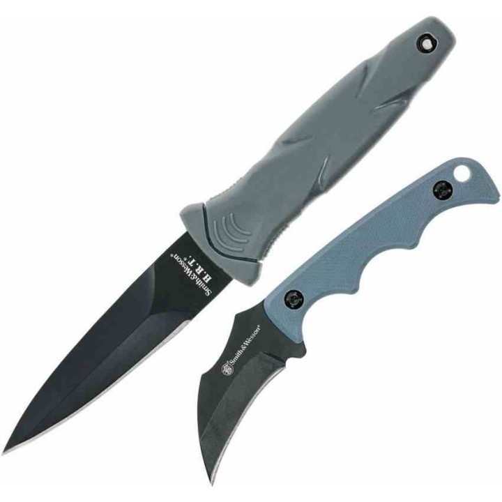 Lot de 2 Couteaux Smith&Wesson Neck/Boot Lames Inox Etui Nylon SWP1158724 - Livraison Gratuite