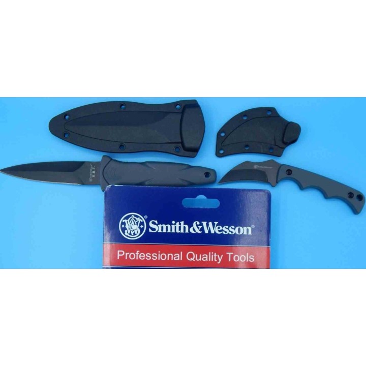 Lot de 2 Couteaux Smith&Wesson Neck/Boot Lames Inox Etui Nylon SWP1158724 - Livraison Gratuite