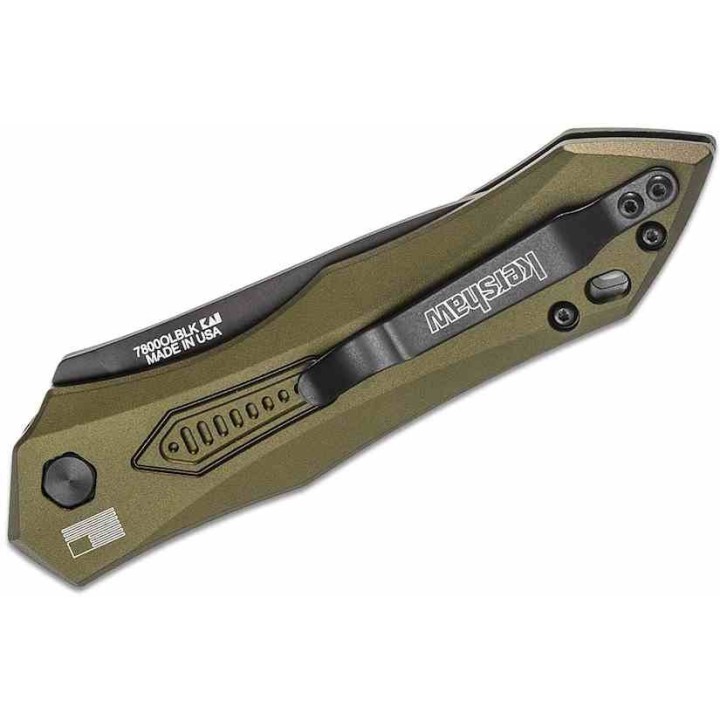 Couteau Automatique Kershaw Launch 6 Green Lame Acier CPM-154 Manche Alu Button Lock Clip USA KS7800OLBLK - Livraison Gratuite