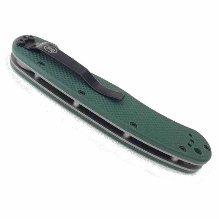 Couteau Ontario RAT 1 Green Lame Acier S35VN Stonewash Manche G10 Linerlock Clip ON8992 - Livraison Gratuite
