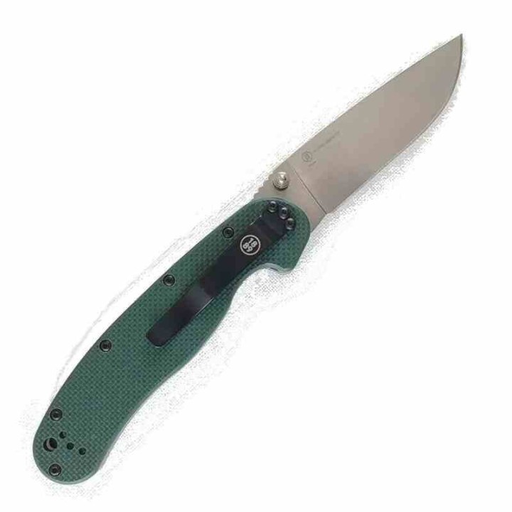 Couteau Ontario RAT 1 Green Lame Acier S35VN Stonewash Manche G10 Linerlock Clip ON8992 - Livraison Gratuite