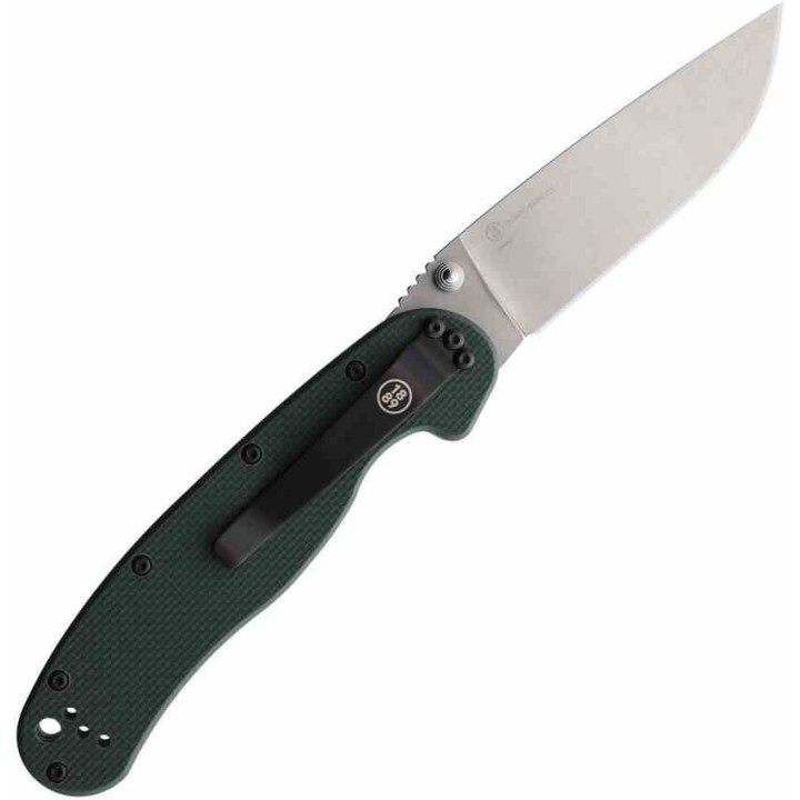 Couteau Ontario RAT 1 Green Lame Acier S35VN Stonewash Manche G10 Linerlock Clip ON8992 - Livraison Gratuite