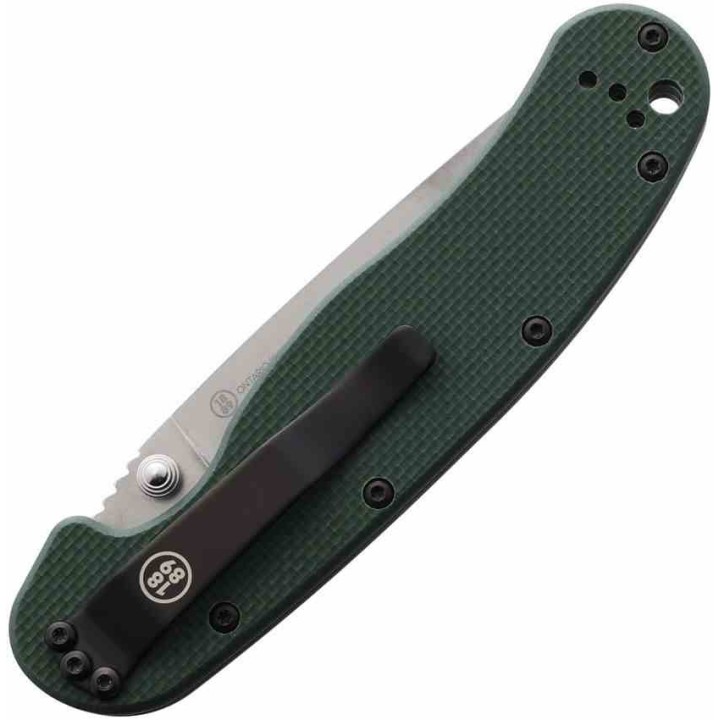Couteau Ontario RAT 1 Green Lame Acier S35VN Stonewash Manche G10 Linerlock Clip ON8992 - Livraison Gratuite