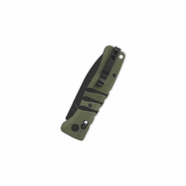 Couteau QSP Ripley Green Manche G10 Lame Acier 14C28N BLK IKBS Glyde Lock Clip QS160C2 - Livraison Gratuite
