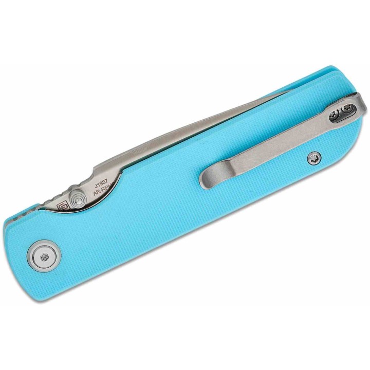 Couteau CJRB Cutlery Nova Blue Manche G10 Lame Tanto Acier AR-RPM9 IKBS Liner Lock Clip J1937BU - Livraison Gratuite