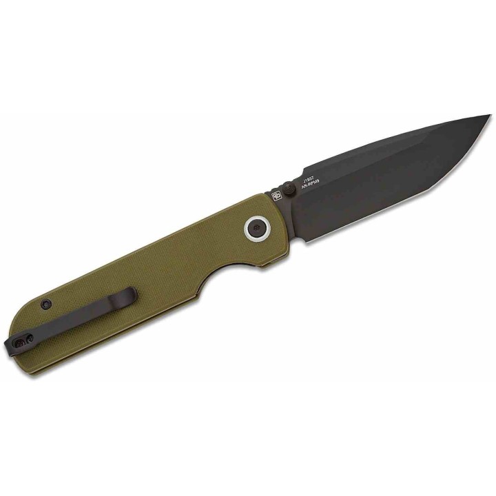 Couteau CJRB Cutlery Nova Green Manche G10 Lame Tanto Acier AR-RPM9 BLK IKBS Liner Lock Clip J1937BGN - Livraison Gratuite