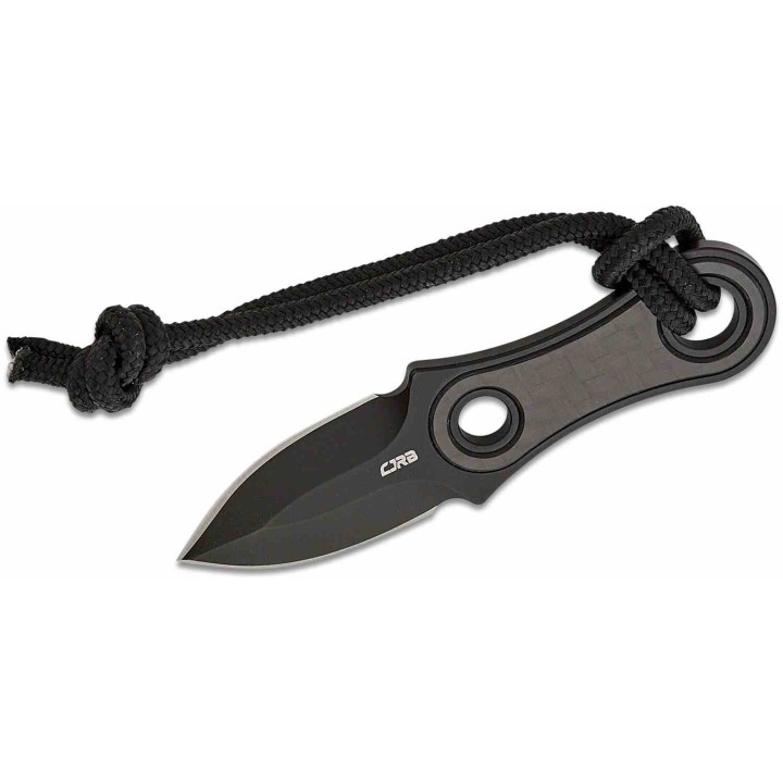 Couteau CJRB Knap Manche Carbon Fiber Lame Dague Acier AR-RPM9 Black Etui Cuir J1940BCF - Livraison Gratuite