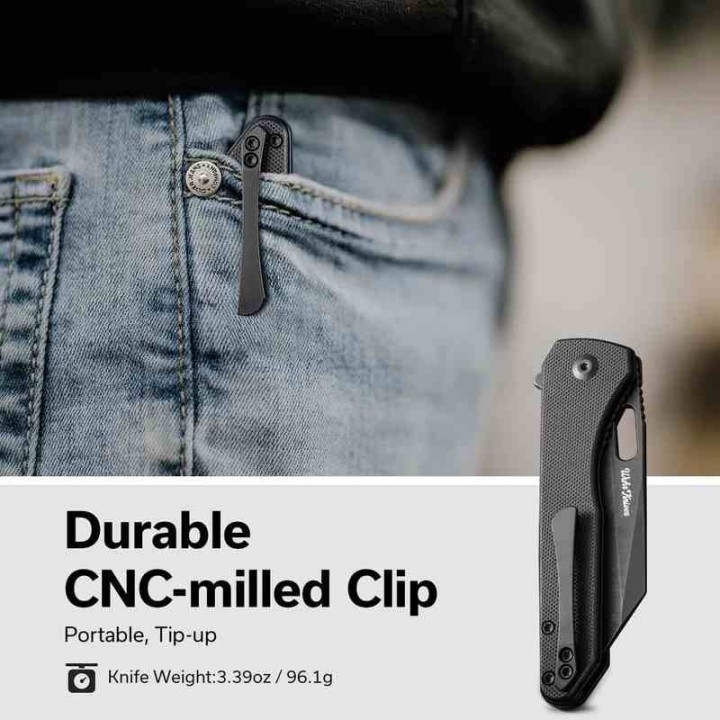 Couteau CIVIVI Nugz Black Manche G10 Lame Tanto Reverse Acier 14C28N BLK IKBS Linerlock Clip CIVC230601 - Livraison Gratuite