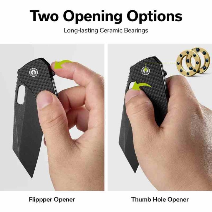 Couteau CIVIVI Nugz Black Manche G10 Lame Tanto Reverse Acier 14C28N BLK IKBS Linerlock Clip CIVC230601 - Livraison Gratuite