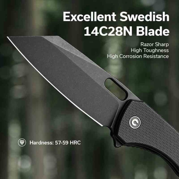 Couteau CIVIVI Nugz Black Manche G10 Lame Tanto Reverse Acier 14C28N BLK IKBS Linerlock Clip CIVC230601 - Livraison Gratuite