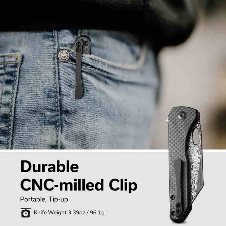 Couteau CIVIVI Nugz Damas Manche CarbonFiber/G10 Lame Tanto Reverse IKBS Linerlock Clip CIVC23060DS1 - Livraison Gratuite