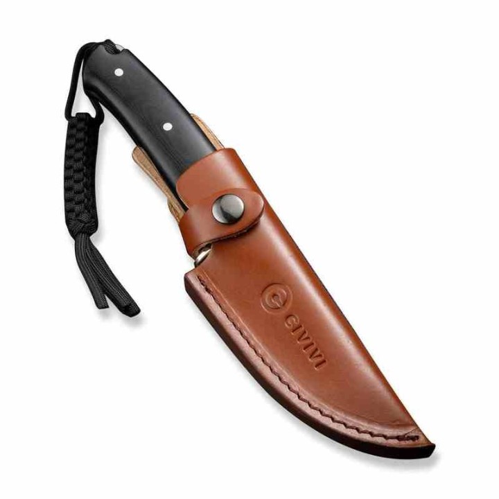  Couteau CIVIVI Cloud Peak Black Manche G10 Lame Drop Point Satin Acier Nitro-V Etui Cuir CIVC230441 - Livraison Gratuite