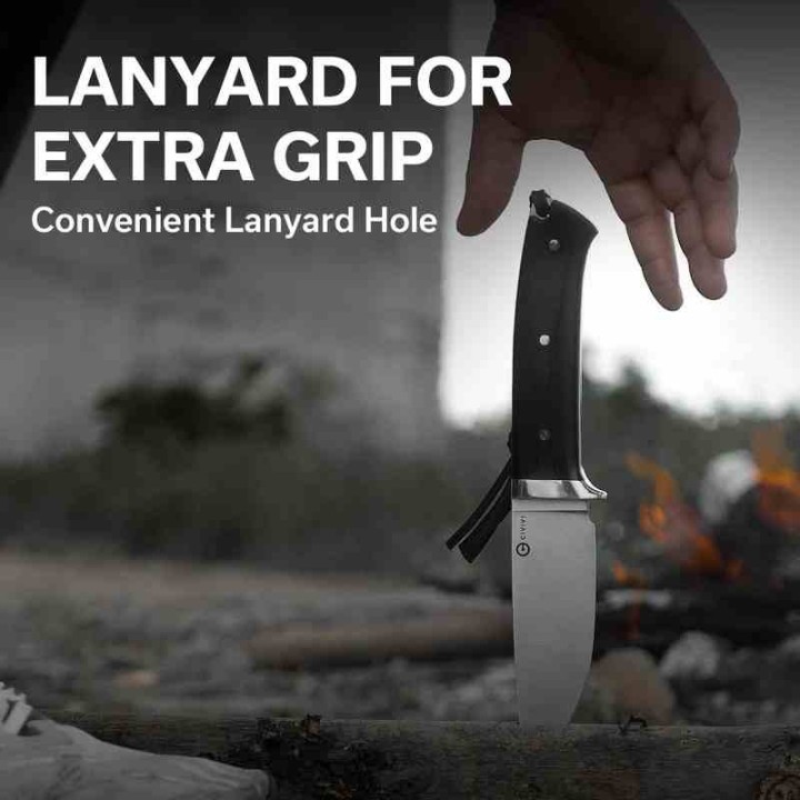 Couteau CIVIVI Cloud Peak Black Manche G10 Lame Drop Point Satin Acier Nitro-V Etui Cuir CIVC230441 - Livraison Gratuite