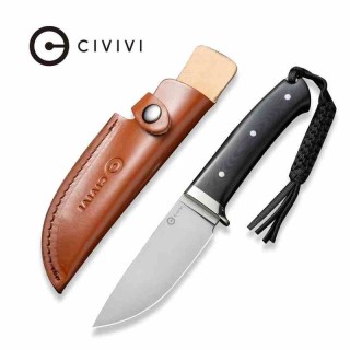  Couteau CIVIVI Cloud Peak Black Manche G10 Lame Drop Point Satin Acier Nitro-V Etui Cuir CIVC230441 - Livraison Gratuite