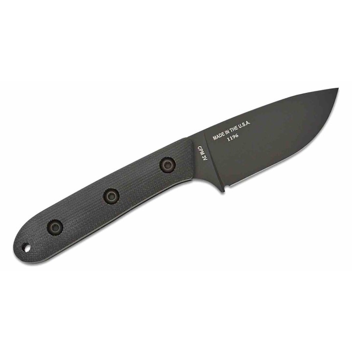 Couteau ESEE Pacaya Black Manche Micarta Lame Acier CPM-3V Black Etui Kydex Clip Made USA ESPACAYA3VB - Livraison Gratuite