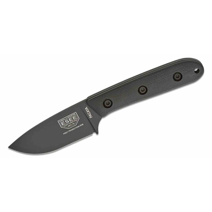 Couteau ESEE Pacaya Black Manche Micarta Lame Acier CPM-3V Black Etui Kydex Clip Made USA ESPACAYA3VB - Livraison Gratuite