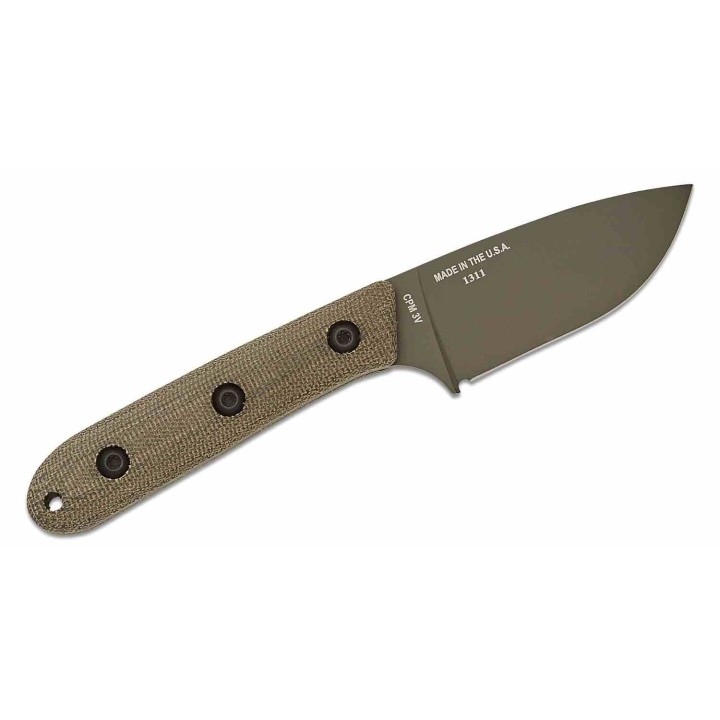 Couteau ESEE Pacaya Olive Manche Micarta Lame Acier CPM-3V Cerakote Etui Kydex Clip Made USA ESPACAYA3VOD - Livraison Gratuite