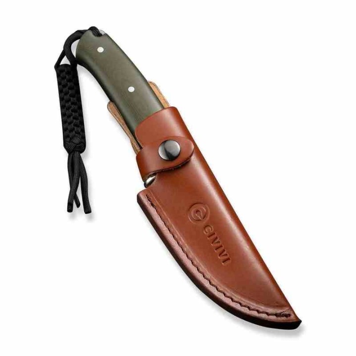 Couteau CIVIVI Cloud Peak Green Manche G10 Lame Drop Point Satin Acier Nitro-V Etui Cuir CIVC230442 - Livraison Gratuite