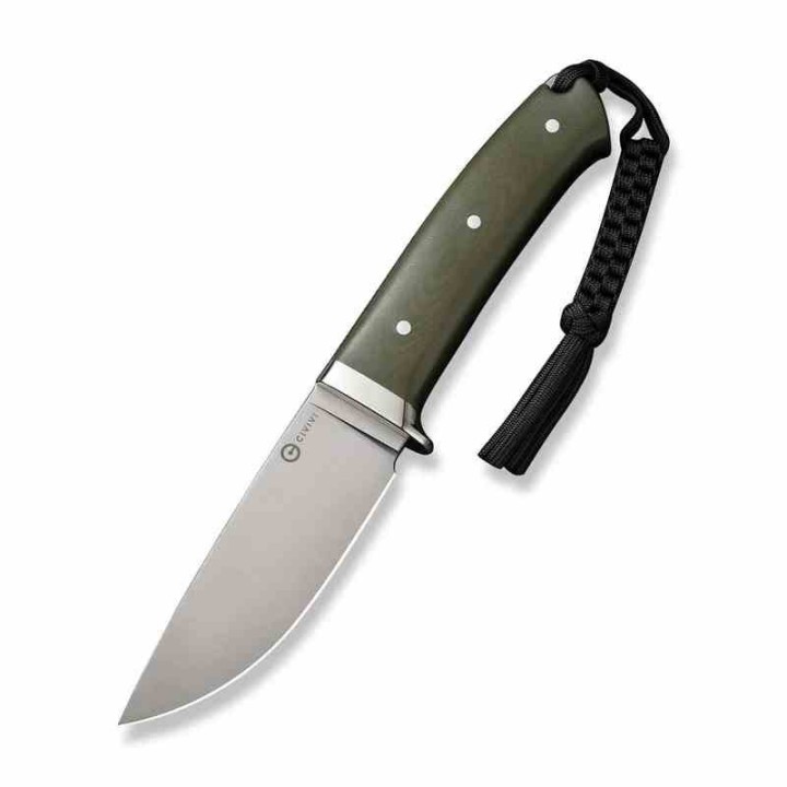 Couteau CIVIVI Cloud Peak Green Manche G10 Lame Drop Point Satin Acier Nitro-V Etui Cuir CIVC230442 - Livraison Gratuite