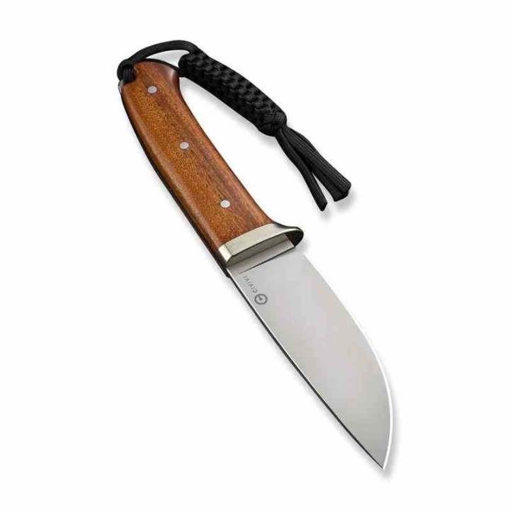 Couteau CIVIVI Cloud Peak Wood Manche Guibourtia Lame Drop Point Satin Acier Nitro-V Etui Cuir CIVC230443 - Livraison Gratuite