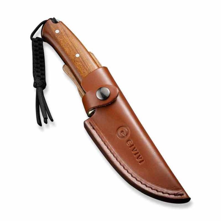 Couteau CIVIVI Cloud Peak Wood Manche Guibourtia Lame Drop Point Satin Acier Nitro-V Etui Cuir CIVC230443 - Livraison Gratuite
