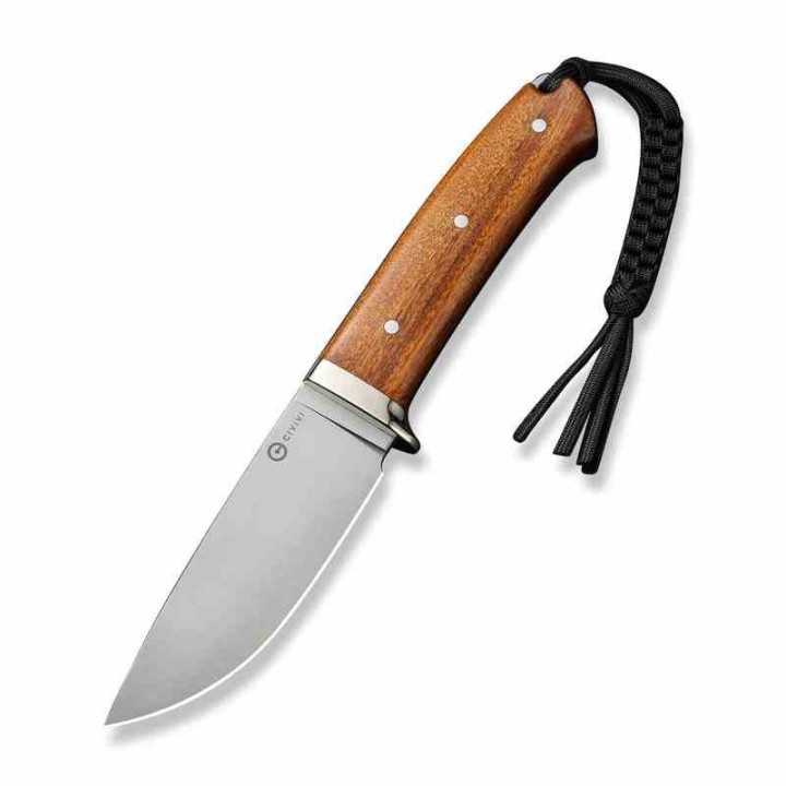 Couteau CIVIVI Cloud Peak Wood Manche Guibourtia Lame Drop Point Satin Acier Nitro-V Etui Cuir CIVC230443 - Livraison Gratuite
