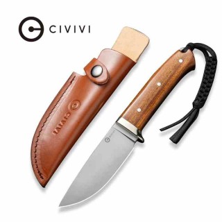 Couteau CIVIVI Cloud Peak Wood Manche Guibourtia Lame Drop Point Satin Acier Nitro-V Etui Cuir CIVC230443 - Livraison Gratuite